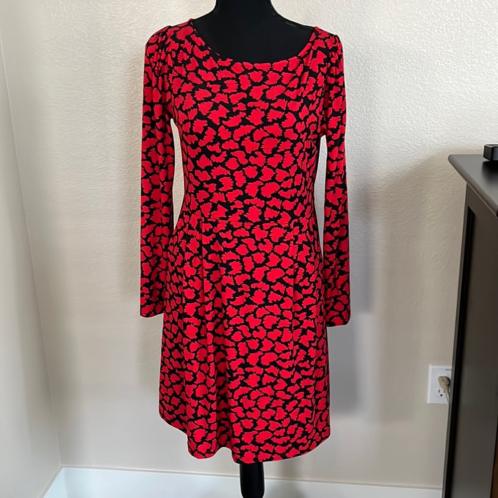 Boden red and black dress with pockets. NWOT. 8p